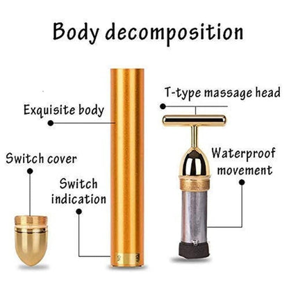 24K Gold Energy Beauty Bar Electric Facial Massage Roller